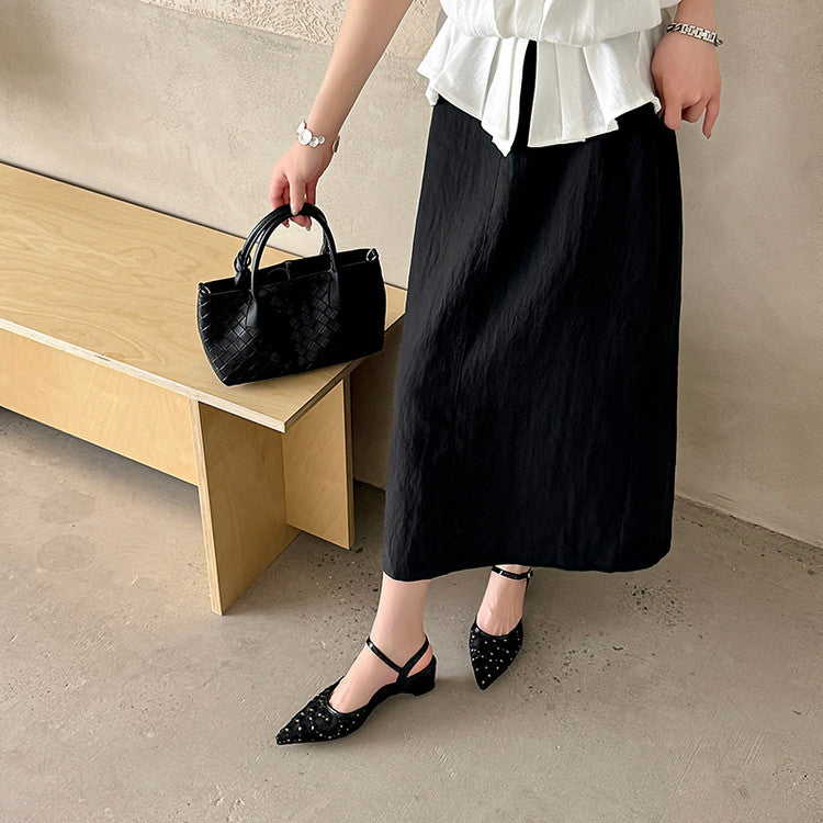 Karin Luna In Stock Spot Goods Embroidered Daisy Sheepskin Mesh Elegant Closed-Toe Slippers