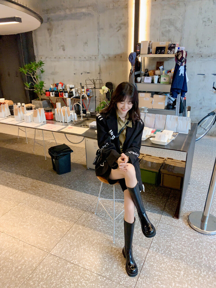 Karin Luna In Stock Spot Goods  Always in stock  Classic Basic Style Round Toe Thick Sole Knight Boots
