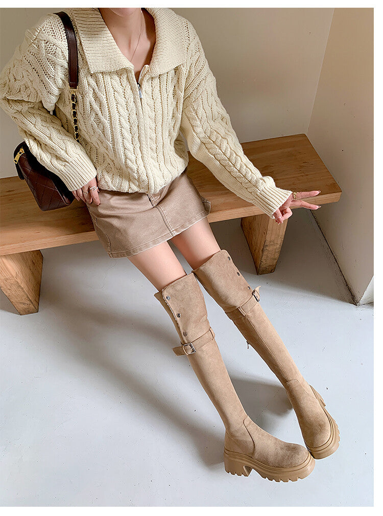 Karin Luna has prepared stock  Main Push Main Push  Hot-selling Large Sole Self-flowing Foldable Round Toe Over-the-Knee Boots