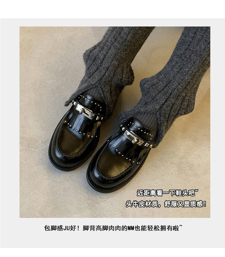 Karin Luna Casual Shoes Series~ Spot Goods Spot Goods Hot-selling Tassel Element Small Gold Buckle Single Shoes