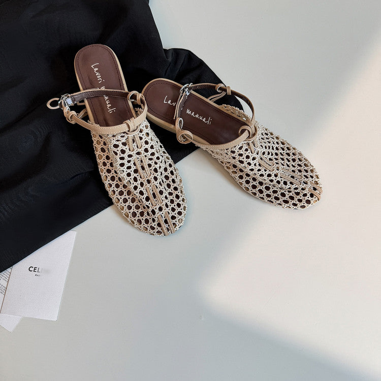 Karin Luna In Stock Spot Goods  Resort Style Series~Casual woven closed-toe flat sandals