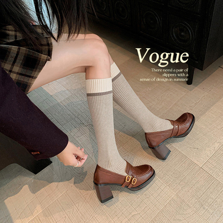 Karin Luna Bestseller Hot-Selling Derivative Edition Self-contained Strap Buckle Casual Loafers