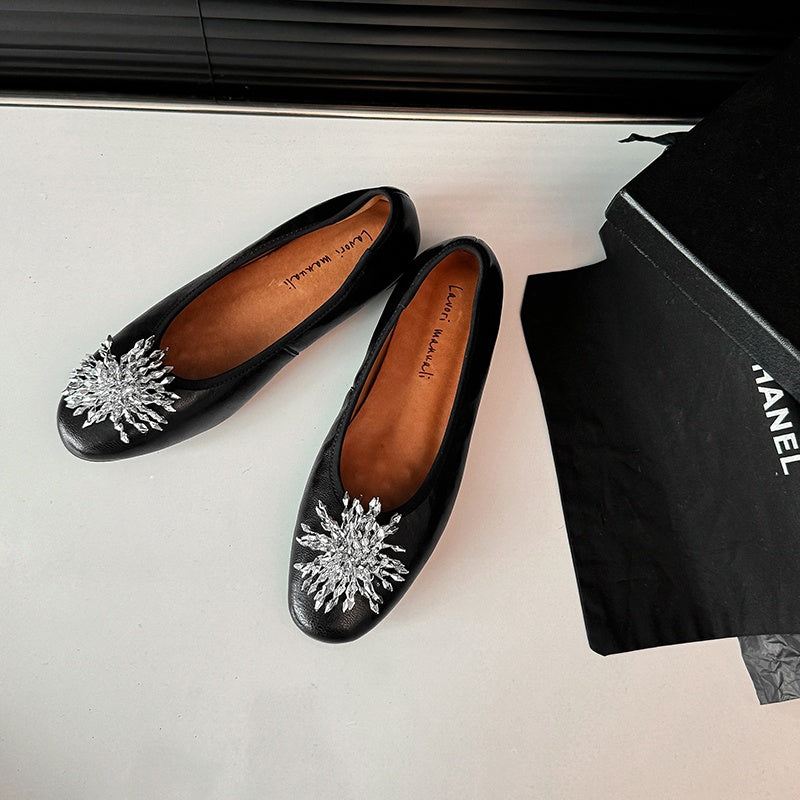 Karin Luna Full Leather Inside and Out~Gorgeous Fireworks Flat Granny Shoes