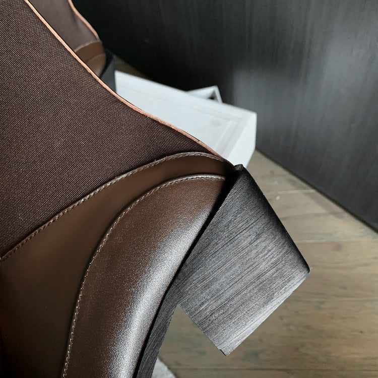 Karin Luna In Stock Spot Goods   Elegant Pointed Toe Chunky Heel Ankle Boots