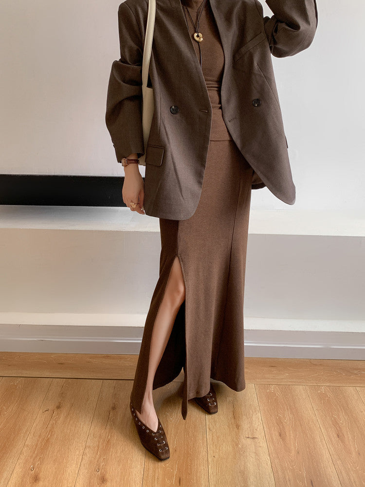 Karin Luna In Stock Spot Goods    Old Money Style Square Toe Suede Flats