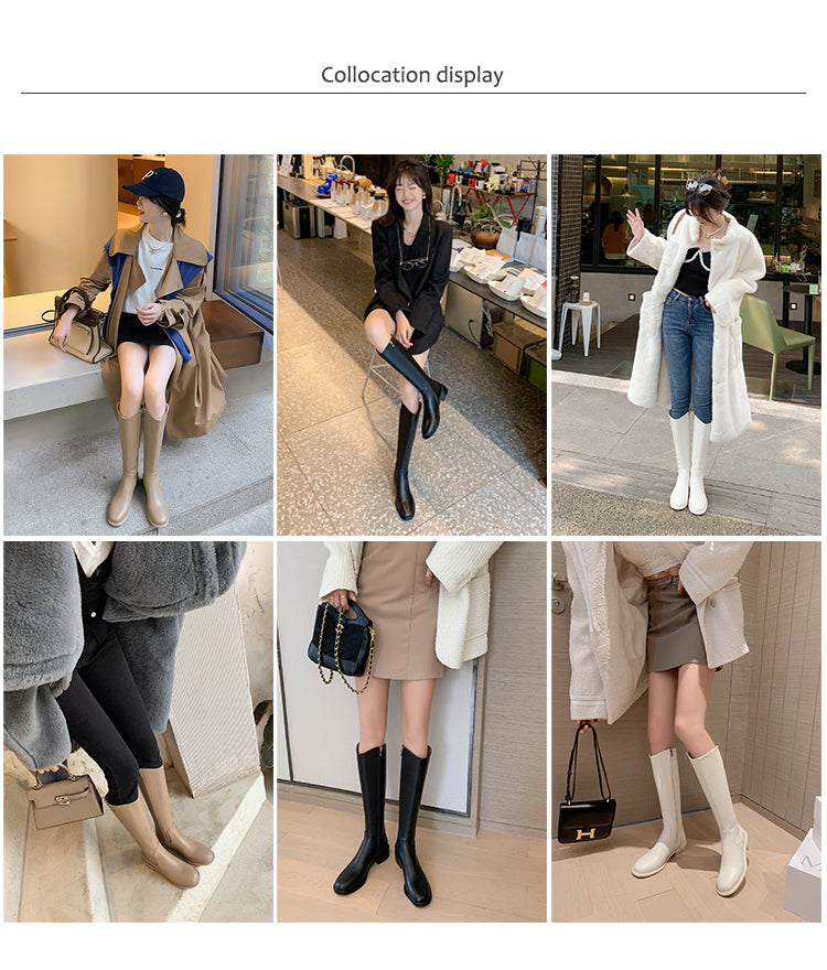 Karin Luna Internet Celebrity Photo  Best-selling in stock Full Leather Basic Long Boots  Winter Essential Combat Boots