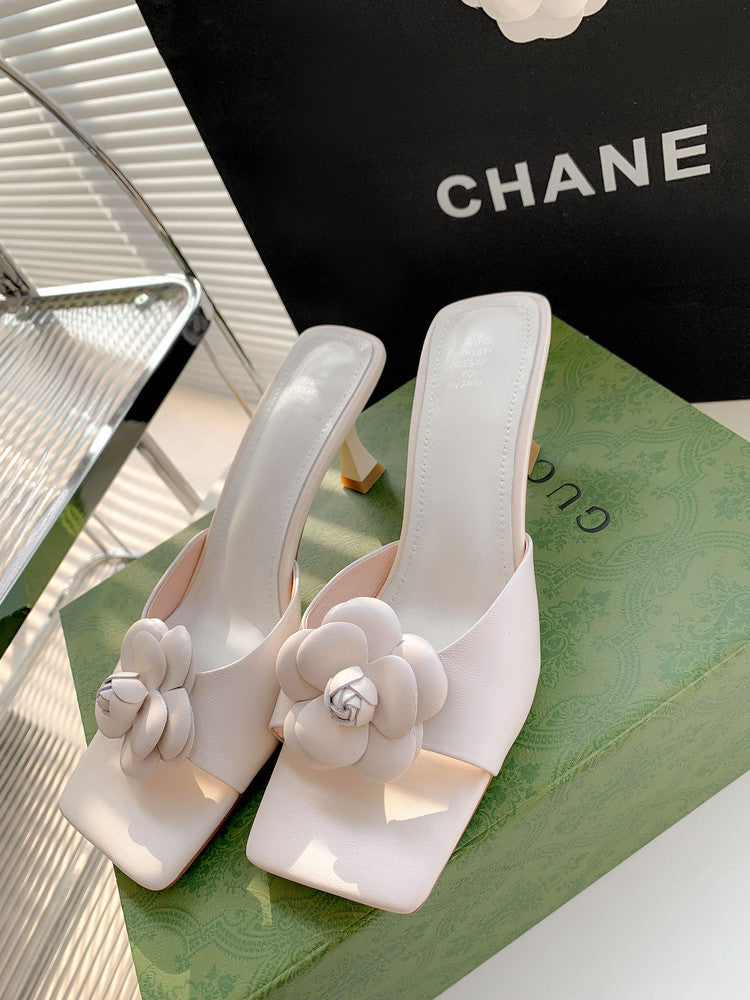 Karin Luna Flower of Wealth in the World~Says purple has a lot of charm Spot Goods Spot Goods  Three-Dimensional Camellia Elegant Sandals