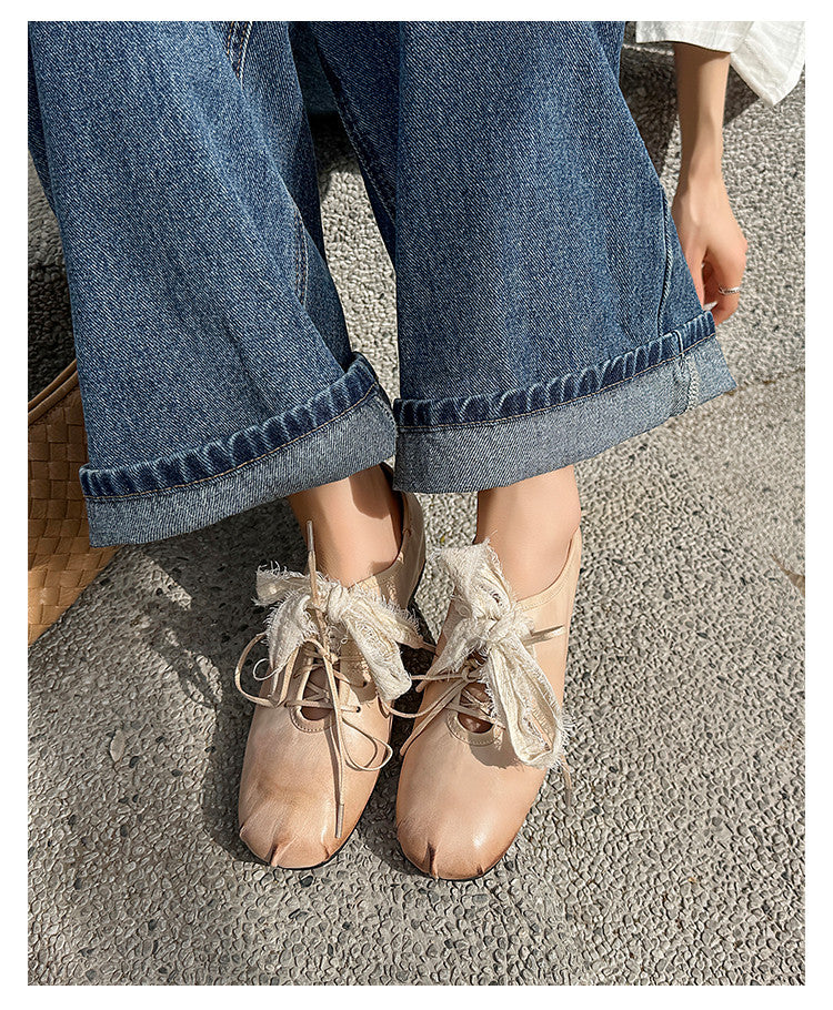 Karin Luna In Stock In Stock  Xiaohongshu Hot Sale Full Leather Round Toe Deep Mouth Single Shoes