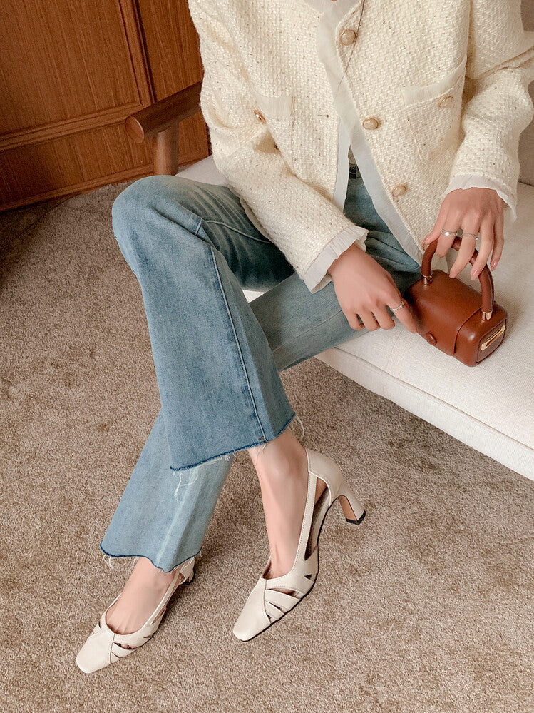 Karin Luna Hot-Selling Retro Big Item Big Goods Available for sale all seasons French-style Hollow Out Single Shoes Full leather inside and out