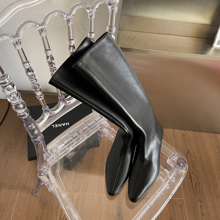 Karin Luna In Stock  In-stock Square Toe Straight Slip-on Long Boots