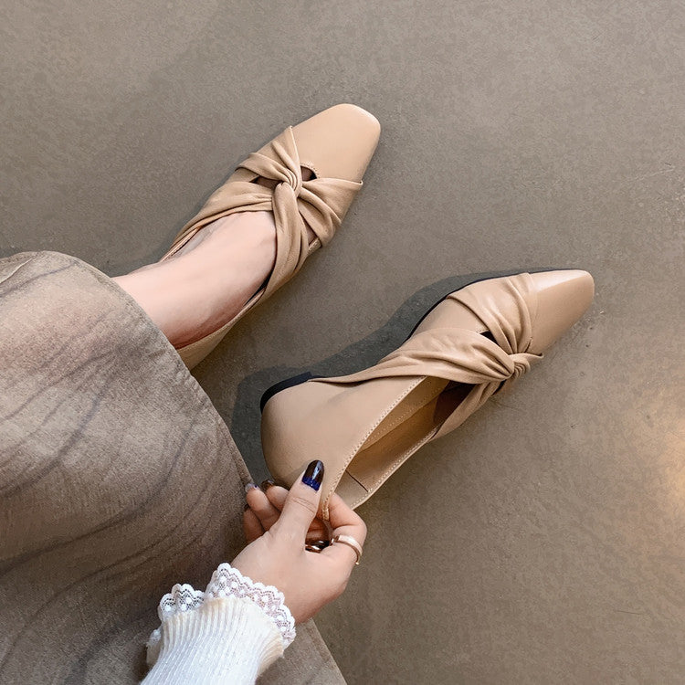 Karin Luna Cross Design Square Toe Hidden Wedge Shoes
