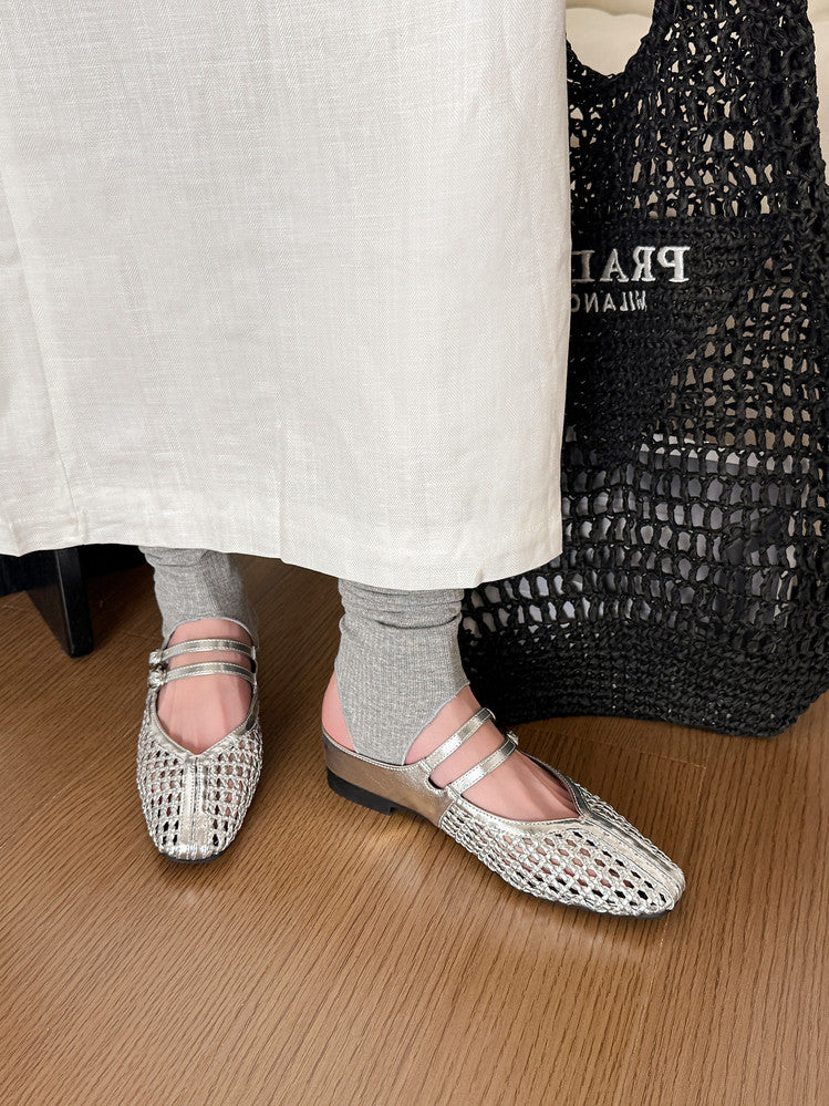 Karin Luna In Stock Spot Goods Hollow Woven One-Strap Closed-Toe Slippers