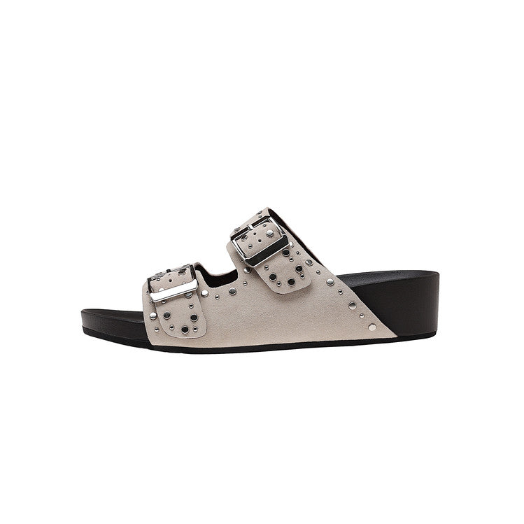 Karin Luna In Stock Spot Goods Casual Thick-Soled Belt Buckle Slippers