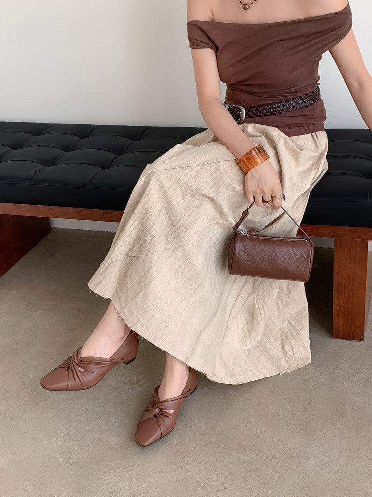 Karin Luna Cross Design Square Toe Hidden Wedge Shoes