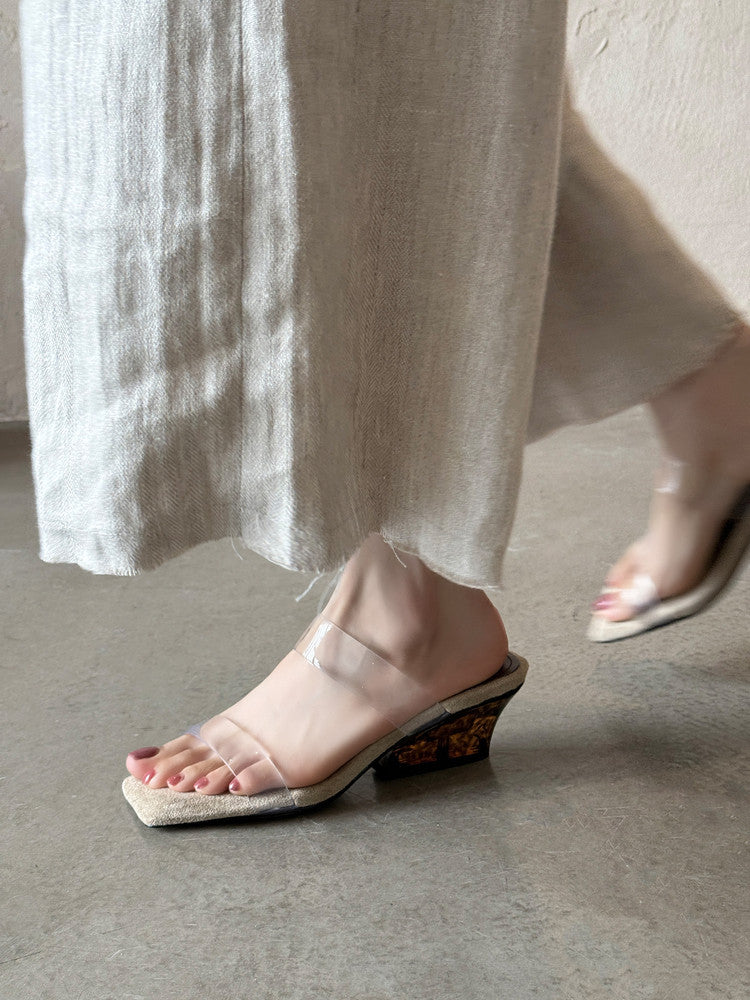 Karin Luna Hot-Selling Amber Element~Spot Goods Spot Goods Transparent tpu   Minimalist Square-Toed One-Strap Slippers