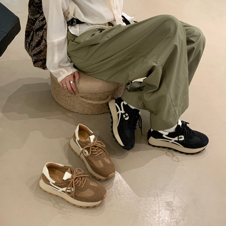 Karin Luna Casual Shoes Series~  In Stock Hot-Selling Versatile Lace-Up Thick-Soled Deep Mouth Single Shoes