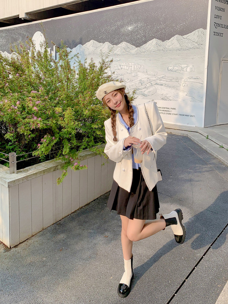 Karin Luna In Stock Spot Goods  Classic Embroidered Camellia Round Toe Thick Sole Chelsea Boots
