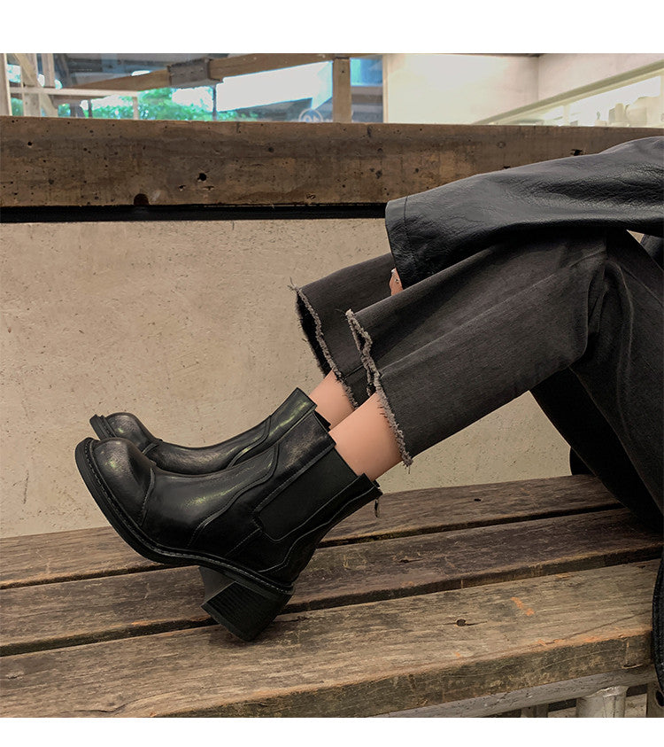 Karin Luna In Stock Spot Goods  Round Toe Stretch Round Toe Chelsea Short Boots
