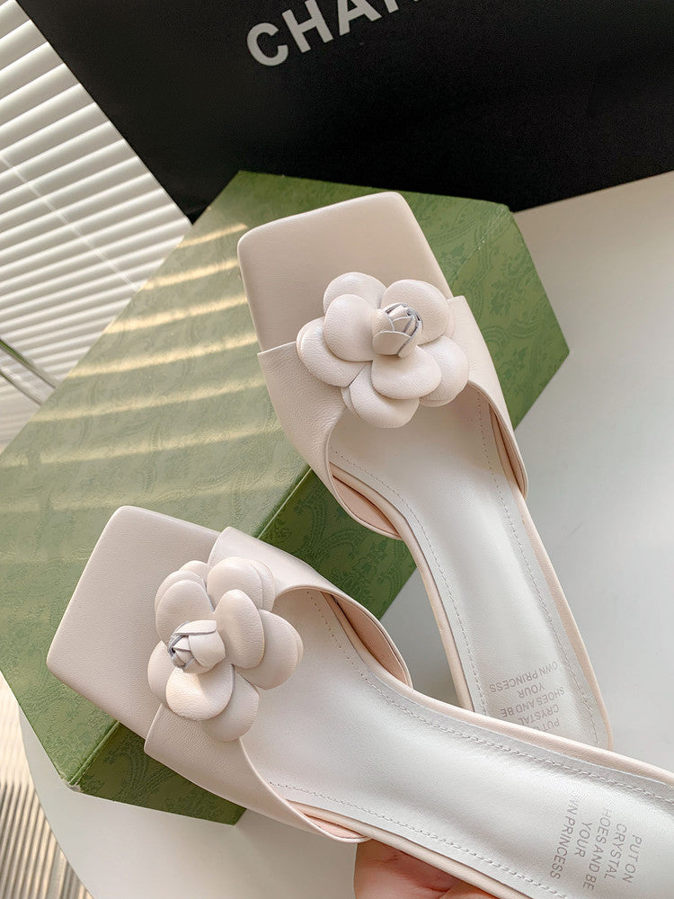 Karin Luna Flower of Wealth in the World~Says purple has a lot of charm Spot Goods Spot Goods  Three-Dimensional Camellia Elegant Sandals