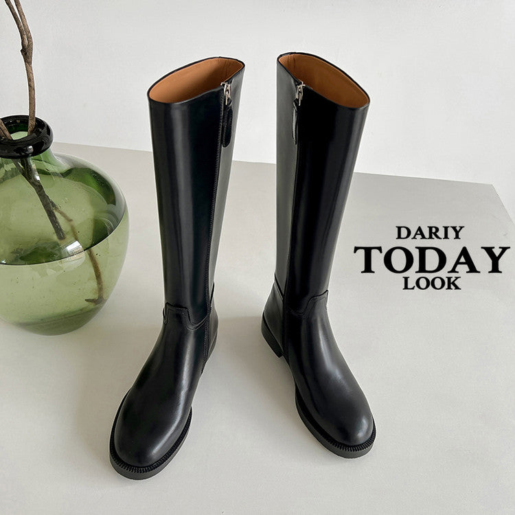 Karin Luna In Stock In-stock Basic Classic Timeless Round Toe Casual Riding Boots
