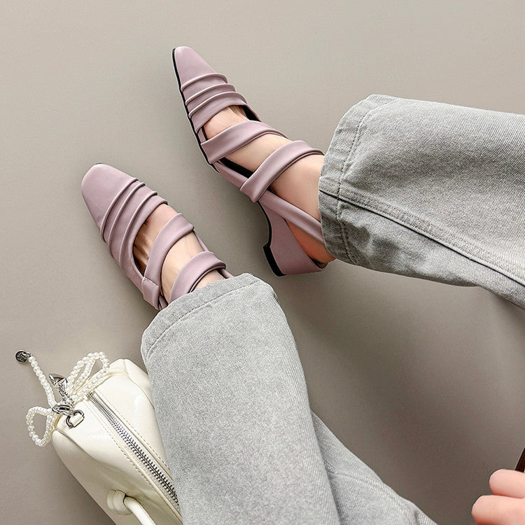 Karin Luna In Stock In Stock Minimalist Soft Upper Small Square Toe Chunky Heel Sandals