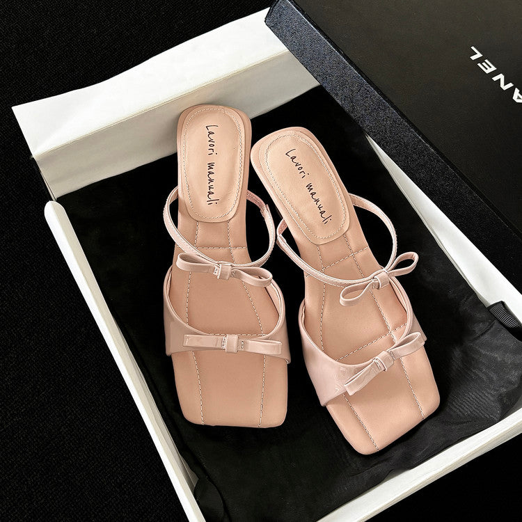 Karin Luna Hot Item Hot Item Self-Flow Square-Toe Irregular Heel Slippers