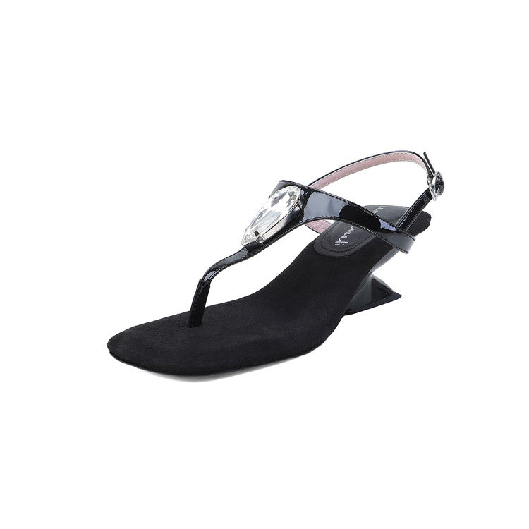 Karin Luna Bestseller Element Square Toe Irregular Heel Super Stable Toe Clip Sandals