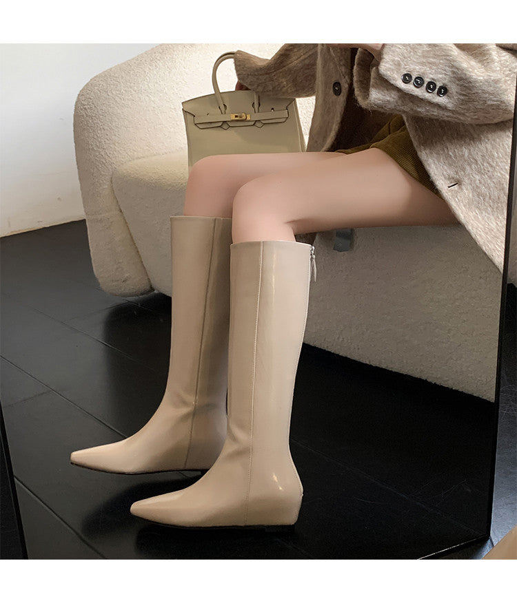 Karin Luna Minimalist Style Square-Toe Hidden Heel Long Boots