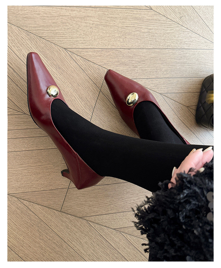 Karin Luna In Stock In Stock ~Basic Versatile French Style Small Square Toe Shallow Mouth Single Shoes