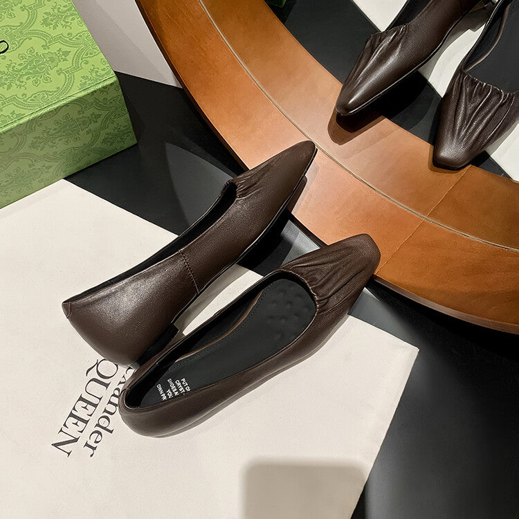 Karin Luna fell in love at first sight~ Spot Goods  Spot Goods Vintage Wrinkled Hollow Soft Sheepskin Elegant Versatile Single Shoes