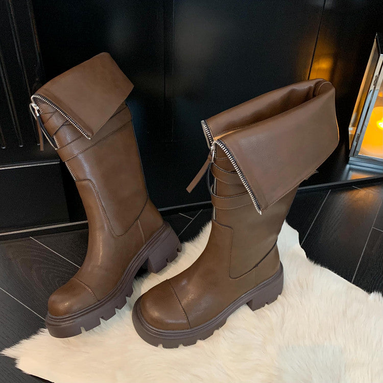 Karin Luna In Stock In-stock Foldable Niche Thick-soled Knight Boots