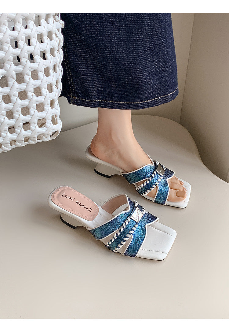Karin Luna Fish Skin Series~ Hot-selling Square-Toe Slippers with Built-in Traffic