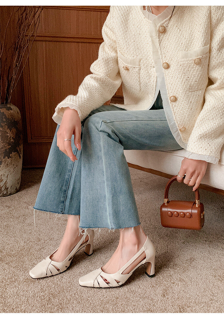 Karin Luna Hot-Selling Retro Big Item Big Goods Available for sale all seasons French-style Hollow Out Single Shoes Full leather inside and out