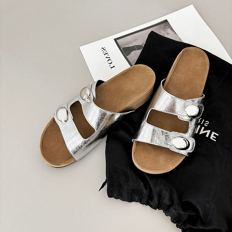 Karin Luna   Casual Style   Thick Sole Belt Buckle Slide Sandals