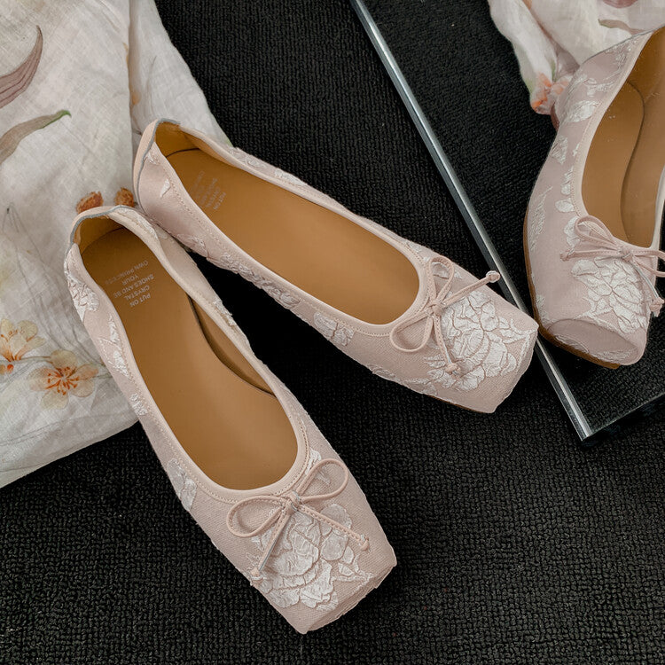 Karin Luna In Stock  In stock  Vintage Chinese Style Embroidered Rose~ Butterfly Knot Granny Shoes