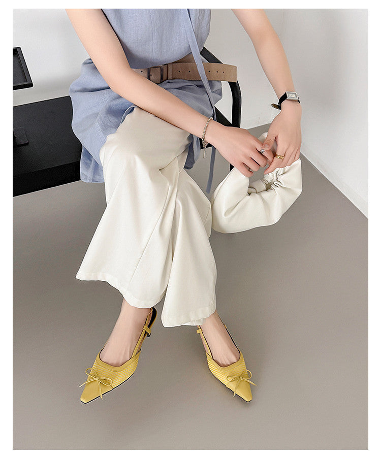 Karin Luna In Stock Spot Goods Braided Style Elegant Thin Heel Pointed Toe Closed-Toe Sandals