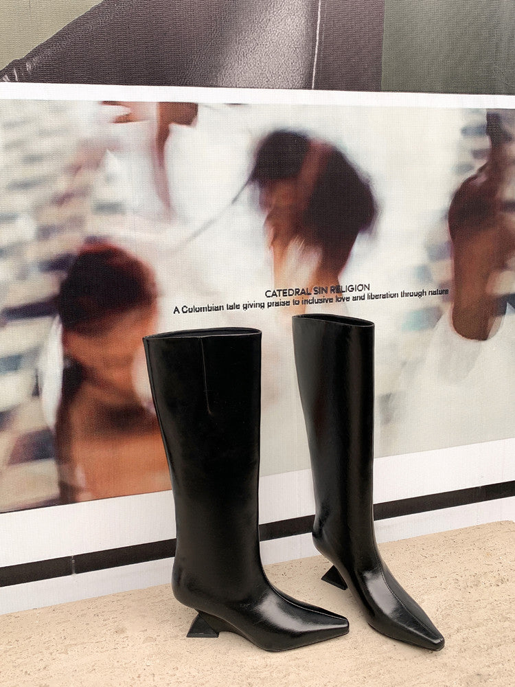 Karin Luna European and American Style Unisex Square-Toed Long Boots