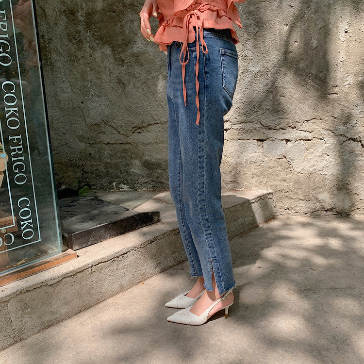 Karin Luna In Stock In Stock  Exquisite Pointed Toe Backless Closed-Toe Stiletto Sandals