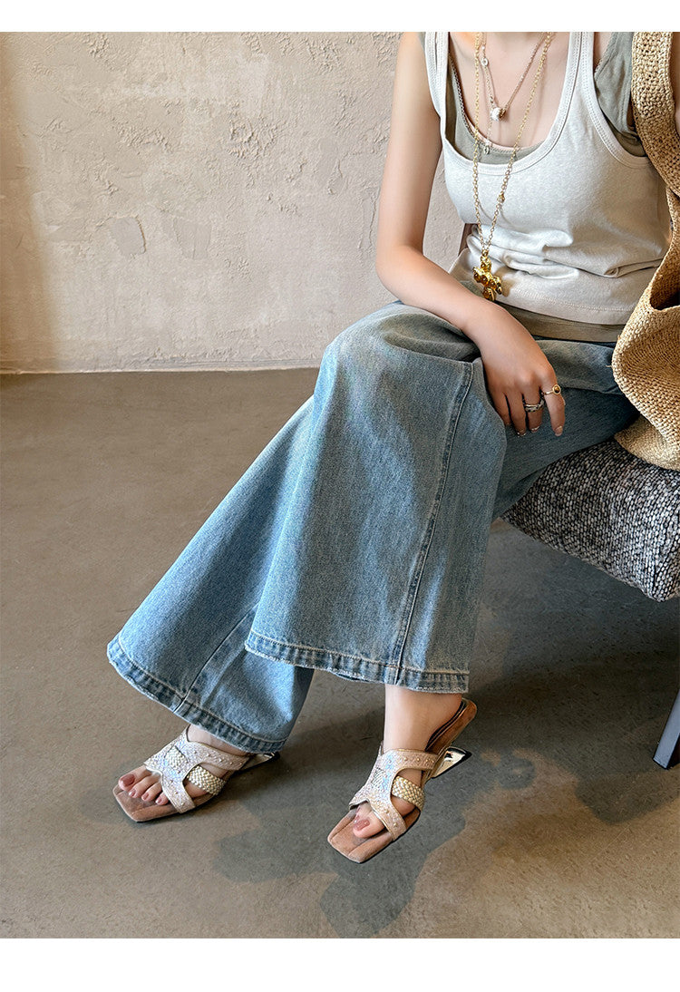 Karin Luna Fish Skin Series~ Hot-selling Square-Toe Slippers with Built-in Traffic