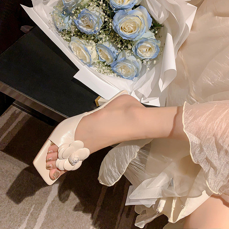 Karin Luna Flower of Wealth in the World~Says purple has a lot of charm Spot Goods Spot Goods  Three-Dimensional Camellia Elegant Sandals