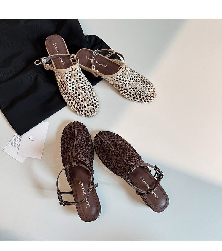 Karin Luna In Stock Spot Goods  Resort Style Series~Casual woven closed-toe flat sandals