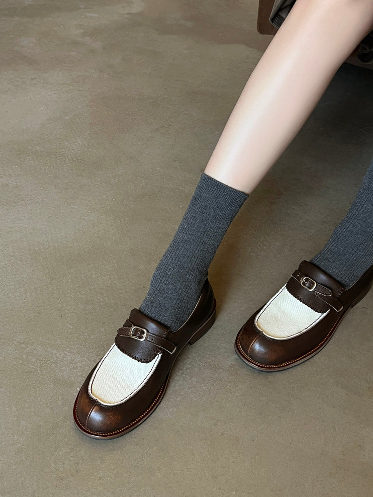 Karin Luna Casual Shoes Series~  In stock Classic color-blocking British style deep-mouth single shoes