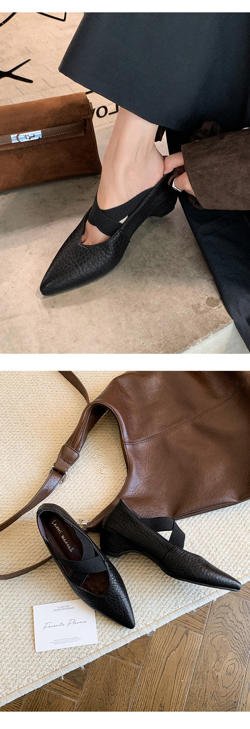 Karin Luna In Stock  Spot Goods  a Large Number of Spot Goods Pointed Toe Cross Strap Hidden Wedge Shoes