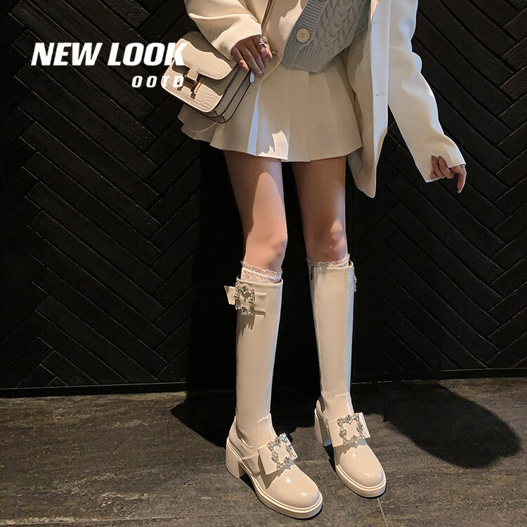 Karin Luna has prepared stock  Custom Large Square Buckle Bowknot Fastener Elegant Long Boots