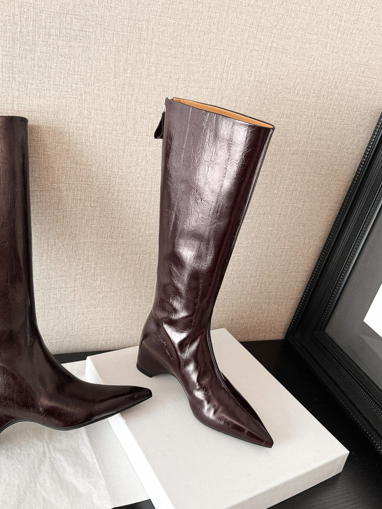 Karin Luna Elegant Style Pointed Toe Internal Height Increase Long Boots