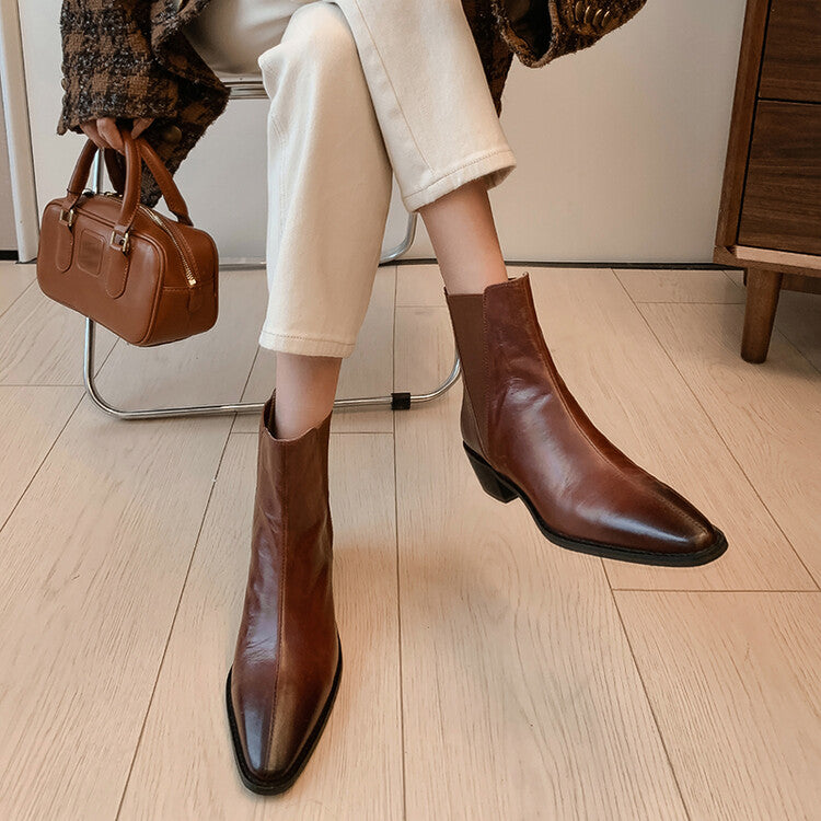 Karin Luna In Stock In stock   Classic first-layer cowhide Chelsea elastic ankle boots