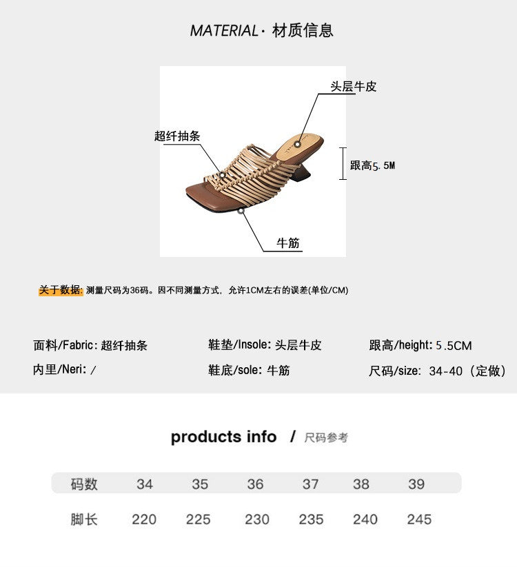 Karin Luna Bestseller Woven Vacation Style Series~ Elegant High Heel Slippers