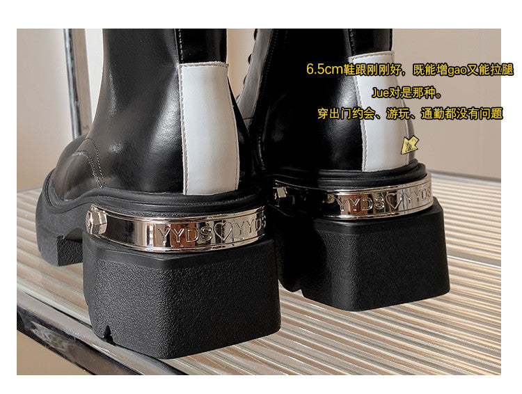 Karin Luna In Stock Spot Goods Lace-up casual metal decorative thick-soled Martin boots