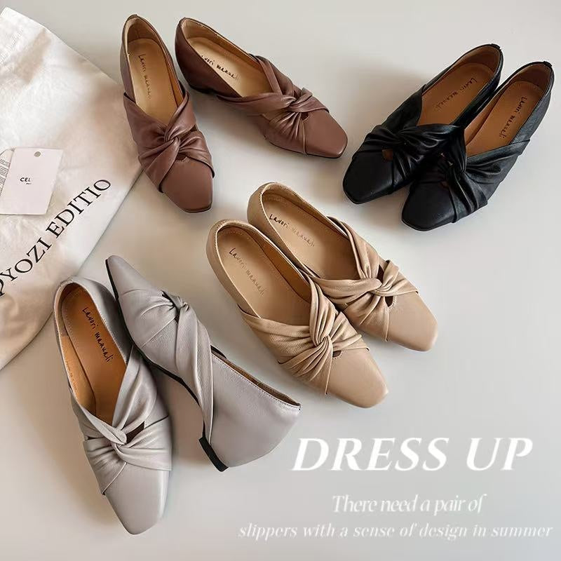 Karin Luna Cross Design Square Toe Hidden Wedge Shoes