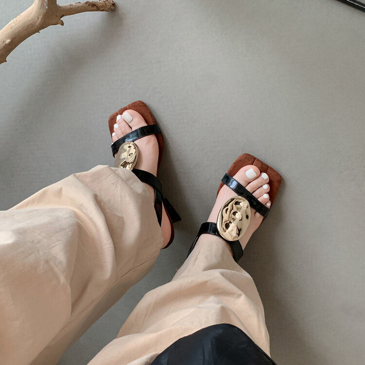 Karin Luna Hot-Selling Fasteners  Irregular Heel Open-Toe Sandals